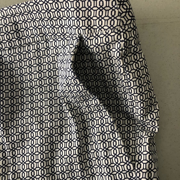 Kenar Womens Size 8 Capri Ankle Crop Pants Blue Geometric Print Career Work - Picture 8 of 9